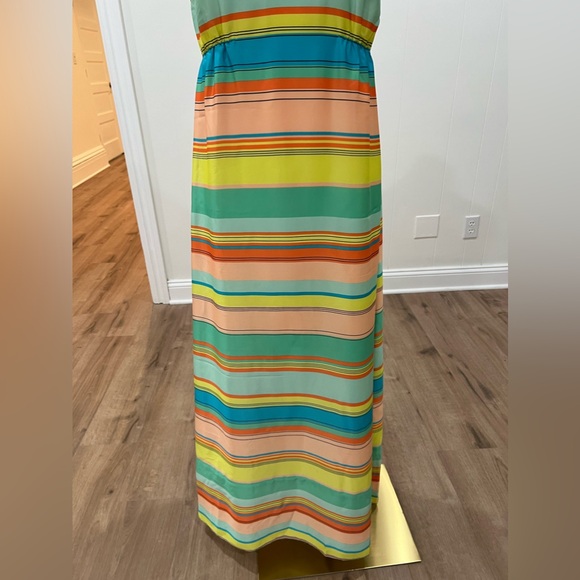 Ann Taylor Halter Maxi Dress Striped Multicolor Tie Back Womens Size 0 - Picture 16 of 16